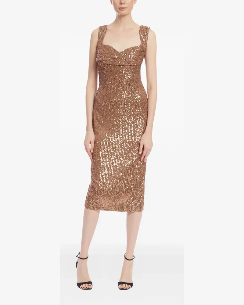 Badgley Mischka sequin midi dress - Gold Gold