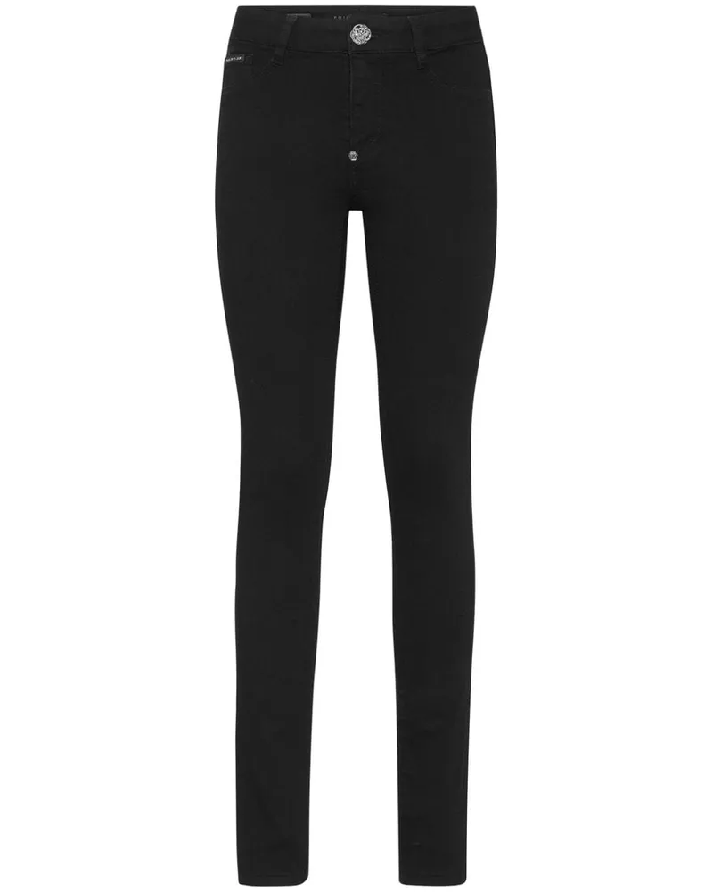 Philipp Plein Halbhohe Skinny-Jeans Schwarz