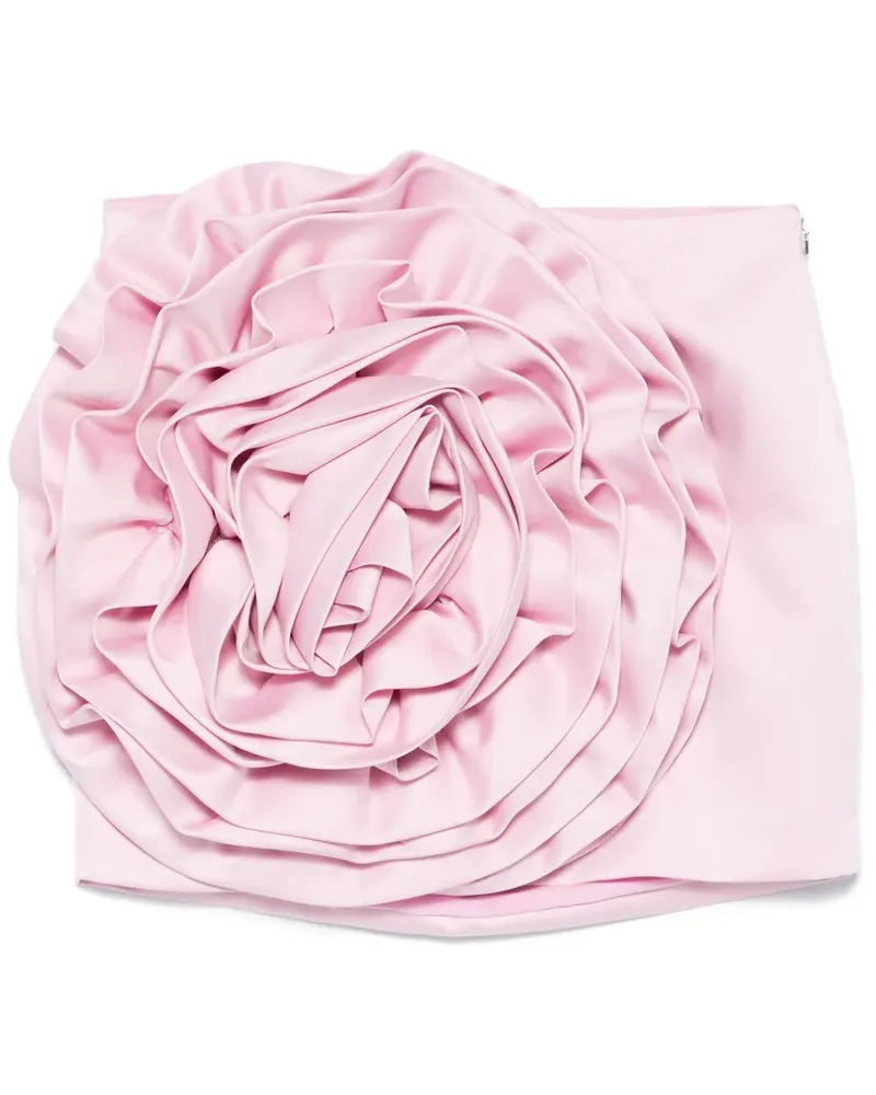 ROTATE Birger Christensen Satin-Minirock mit Blumen-Applikationen - Rosa Rosa