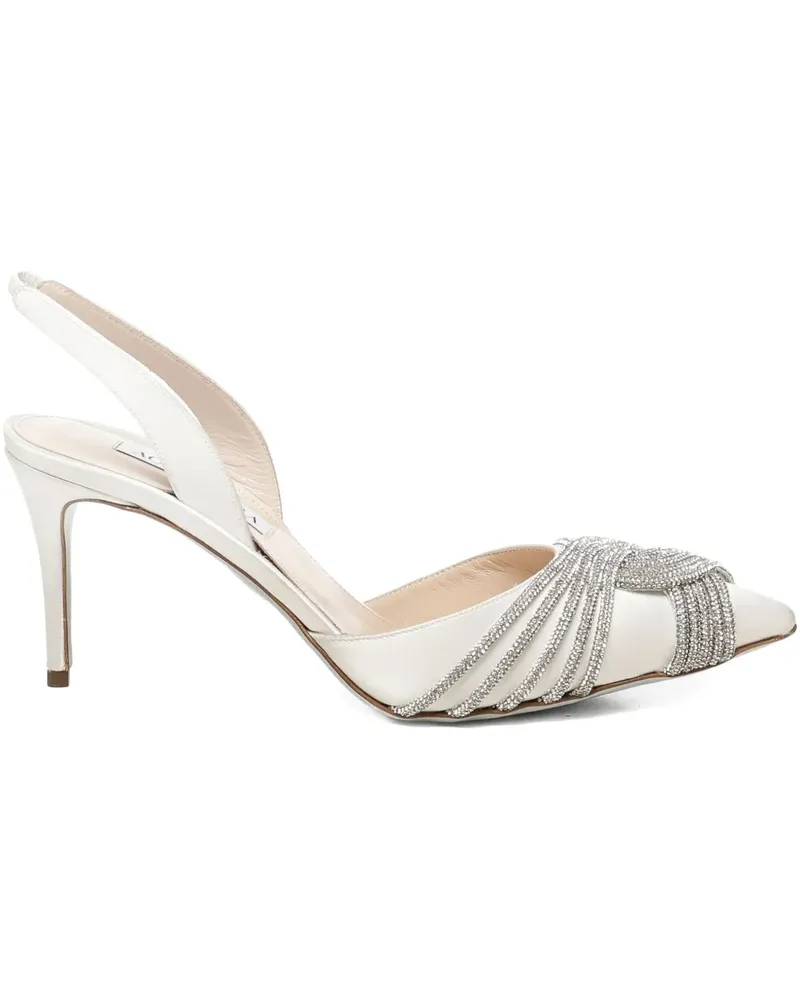 Aquazzura Gatsby Sling Satin Slingback-Pumps mit Kristallen 75MM - Weiß Weiß