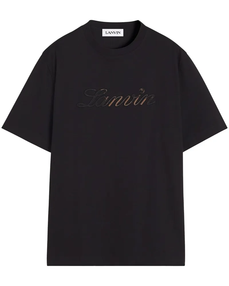 Lanvin T-Shirt mit Logo-Stickerei - Schwarz Schwarz