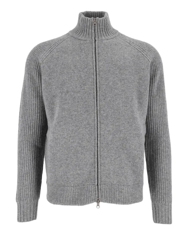 Luigi Bianchi Mantova Gerippter Cardigan mit Reißverschluss - Grau Grau