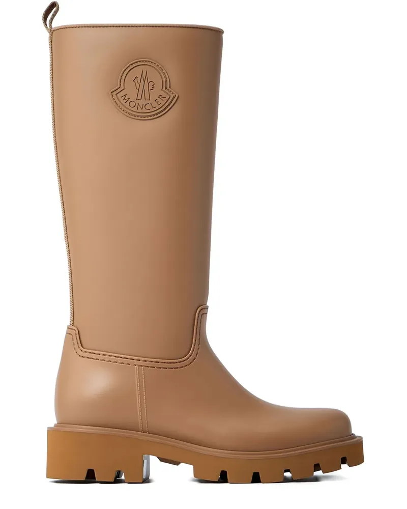 Moncler Kniehohe Stiefel mit Logo-Patch - Braun Braun