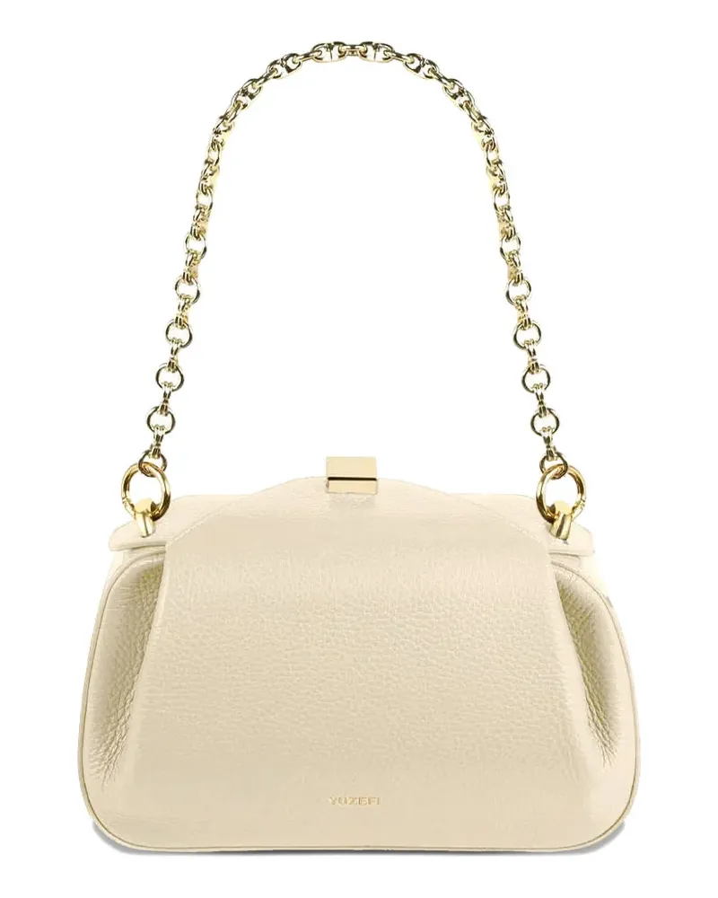 YUZEFI mini Oyster clutch pebbled shoulder bag - Nude Nude