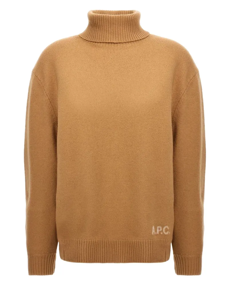 A.P.C. Rollkragenpullover mit Logo - Braun Braun
