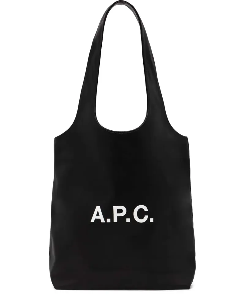 A.P.C. Shopper mit Logo-Schild - Schwarz Schwarz