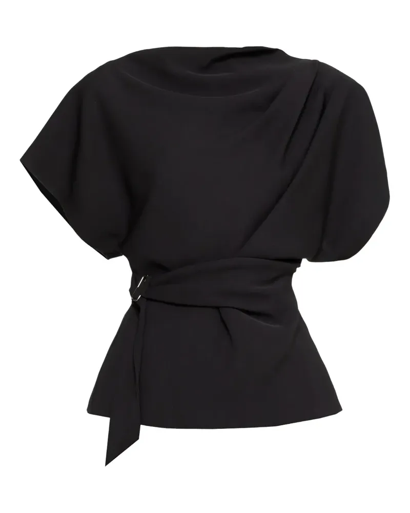 NISSA draped belted top - Schwarz Schwarz