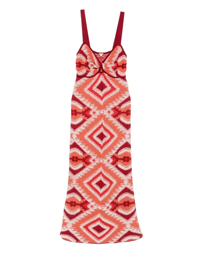 Johanna Ortiz Vintage Affair Midikleid mit geometrischem Muster - Rot Rot