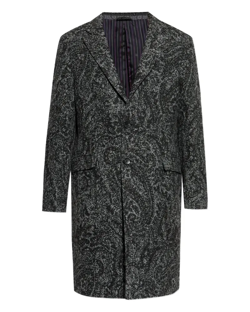 Etro Langer Mantel mit Paisleymuster - Schwarz Schwarz