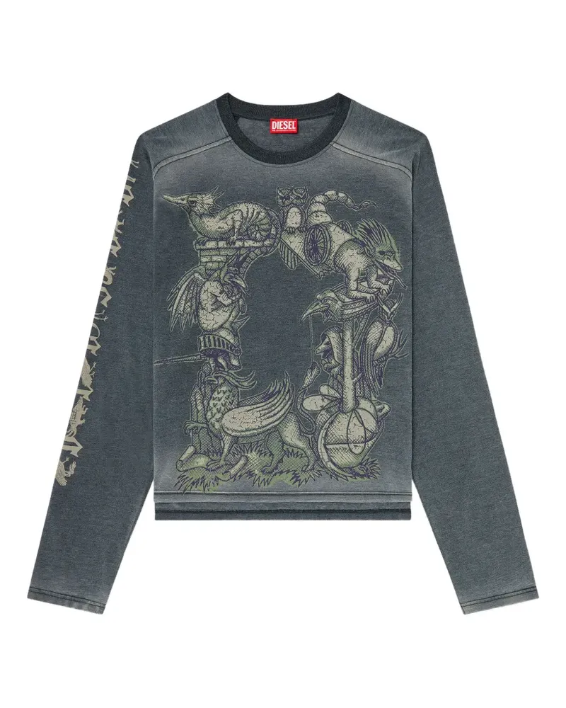 Diesel Langärmeliges T-Jori-A T-Shirt - Schwarz Schwarz