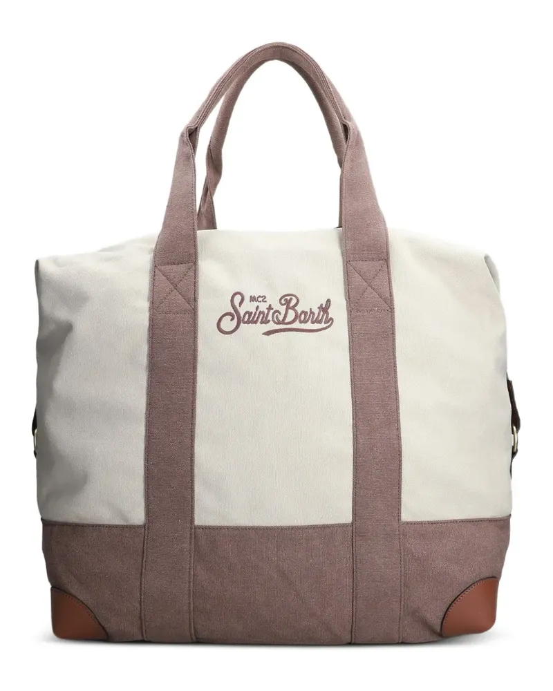 MC2 Saint Barth logo-embroidered canvas tote bag - Nude Nude