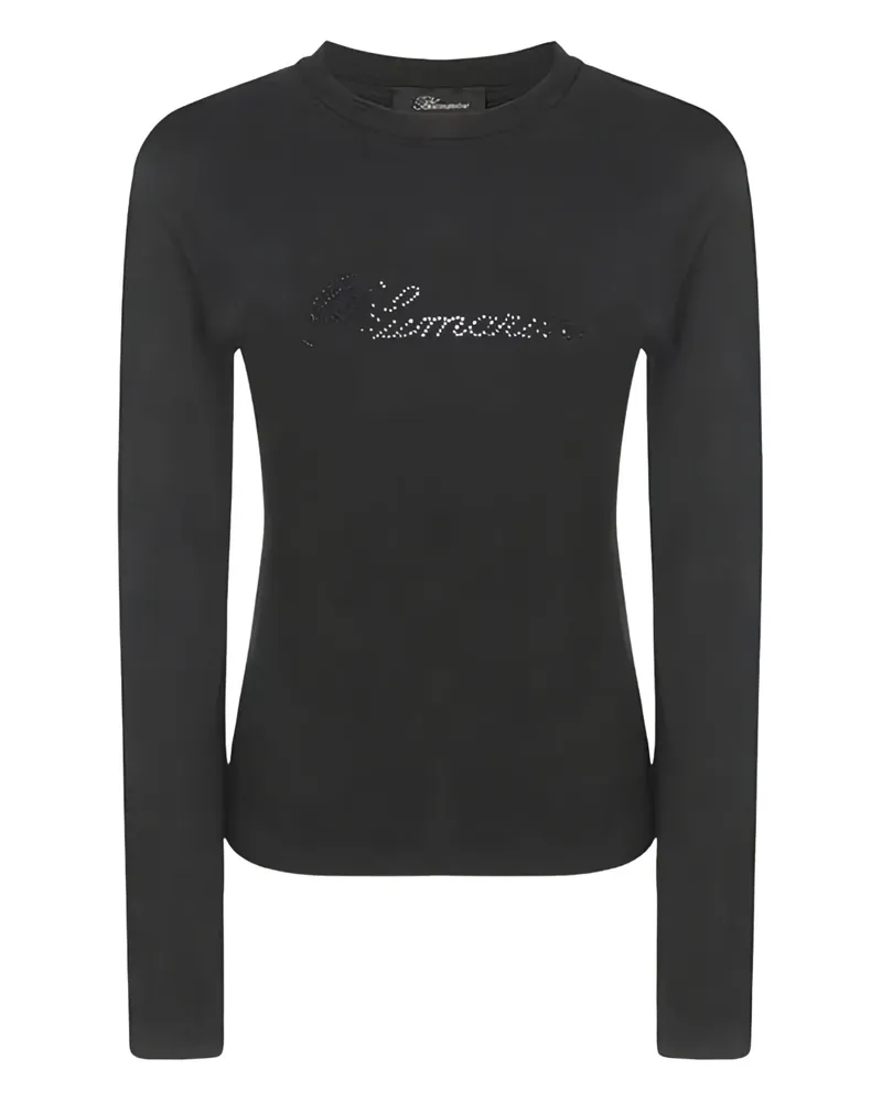 Blumarine T-Shirt mit Logo-Applikation - Schwarz Schwarz