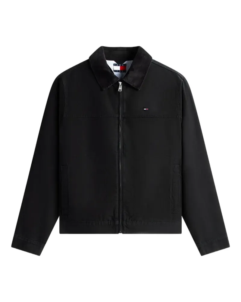 Tommy Hilfiger corduroy-collar logo-patch jacket - Schwarz Schwarz