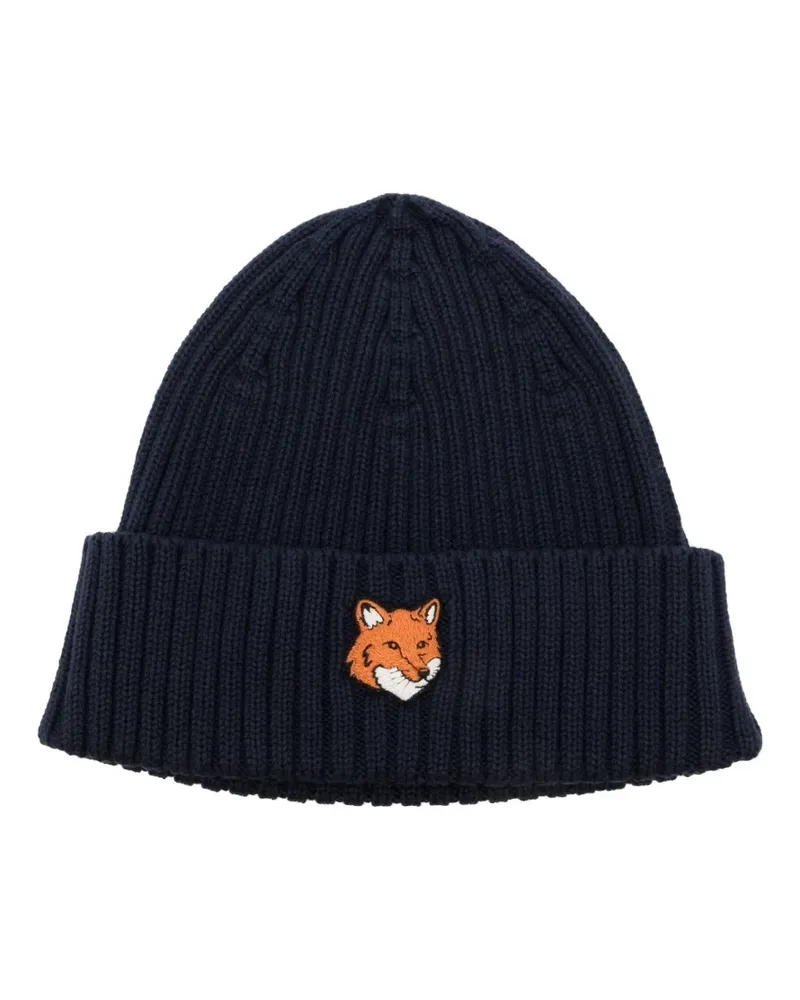 Kitsuné Beanie mit Logo-Patch - Blau Blau