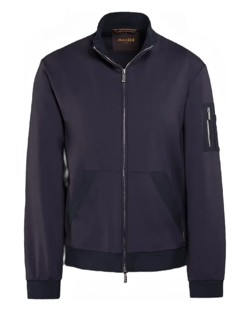 MOORER Reißverschluss-Pullover mit gesteppter Tasche - Blau Blau