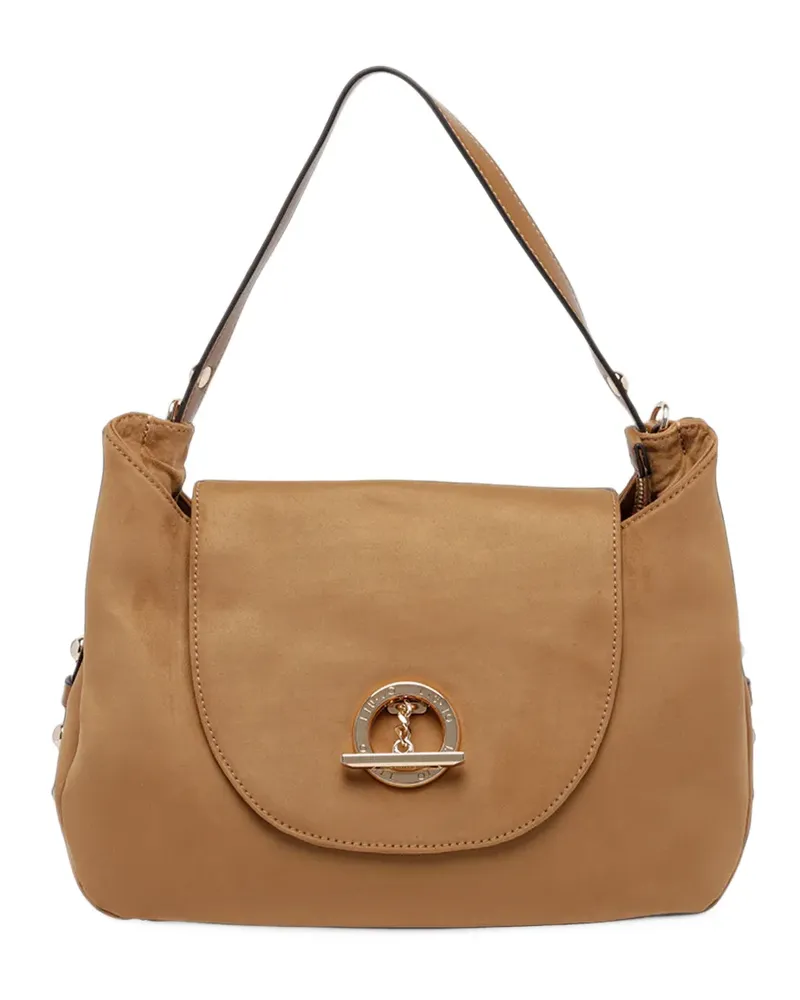 Liu Jo suede-finish logo-plaque shoulder bag - Nude Nude