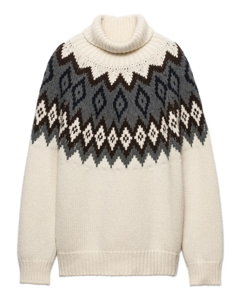 Prada Rollkragenpullover mit Intarsienmuster - Nude Nude