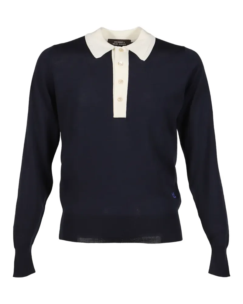 Wales Bonner x John Smedley Henry merino-wool polo shirt - Blau Blau