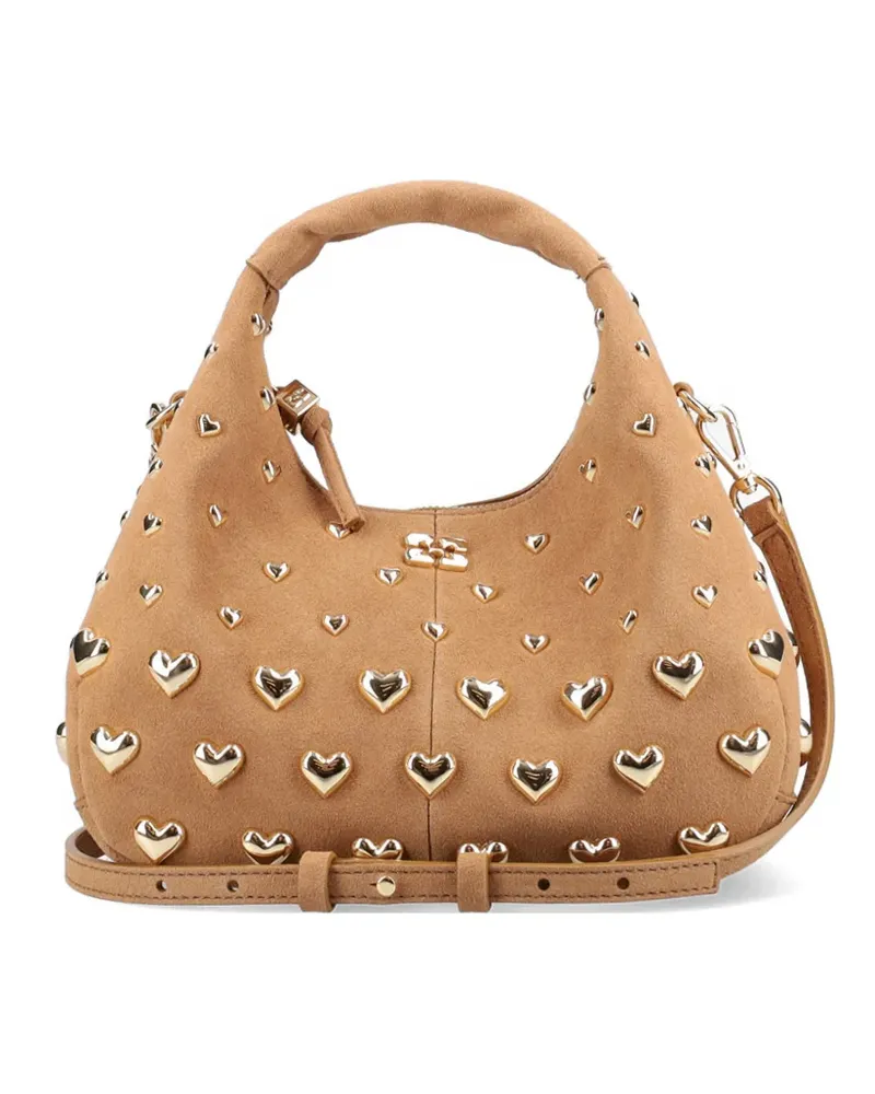 Ganni Mini Heart Schultertasche - Nude Nude