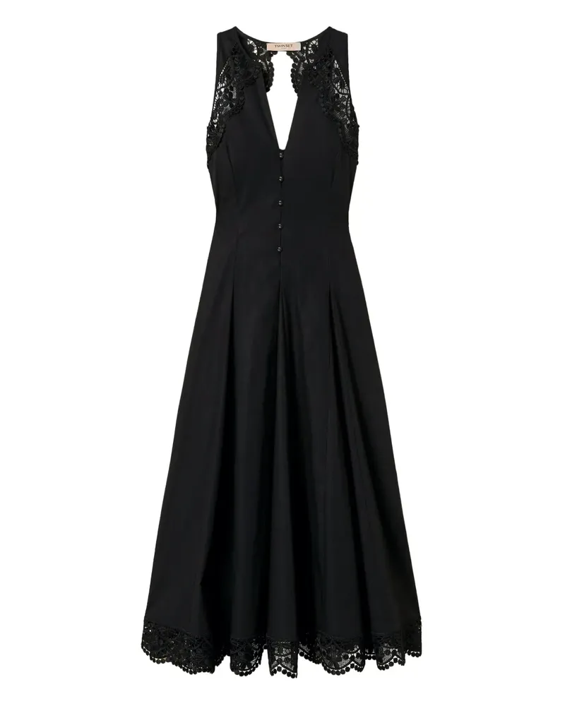 Twin-Set Kleid aus Popeline - Schwarz Schwarz