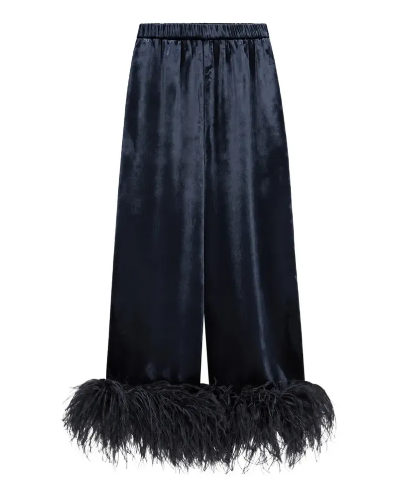 16ARLINGTON Joelle feather-trim trousers - Blau Blau