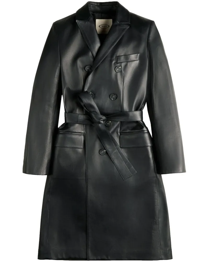 TOD'S Trenchcoat aus Leder - Schwarz Schwarz