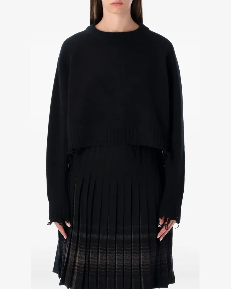 LOW CLASSIC Pullover im Distressed-Look - Schwarz Schwarz