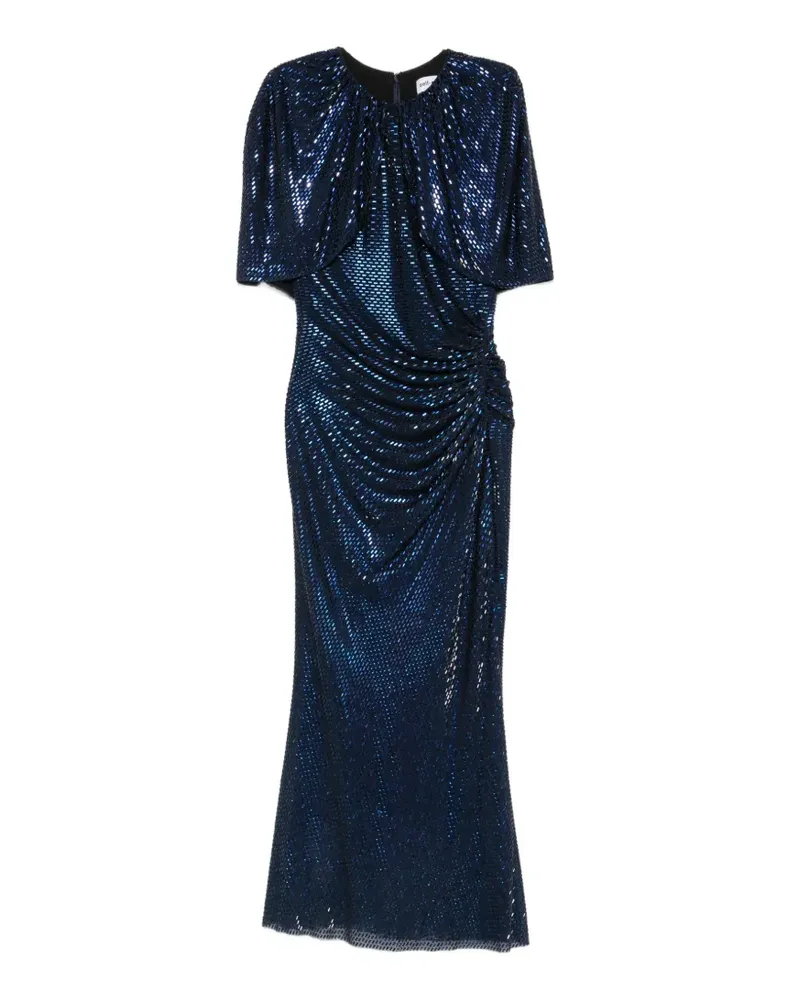 Self-Portrait rhinestone-embellished cape-sleeve midi dress - Blau Blau