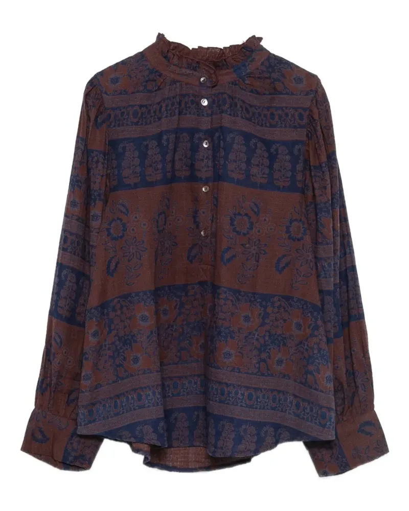 Antik Batik Bluse mit Blumen-Print - Rot Rot