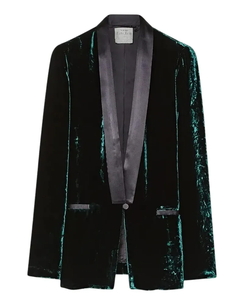 forte_forte crushed-velvet shawl-lapel blazer - Grün Grün