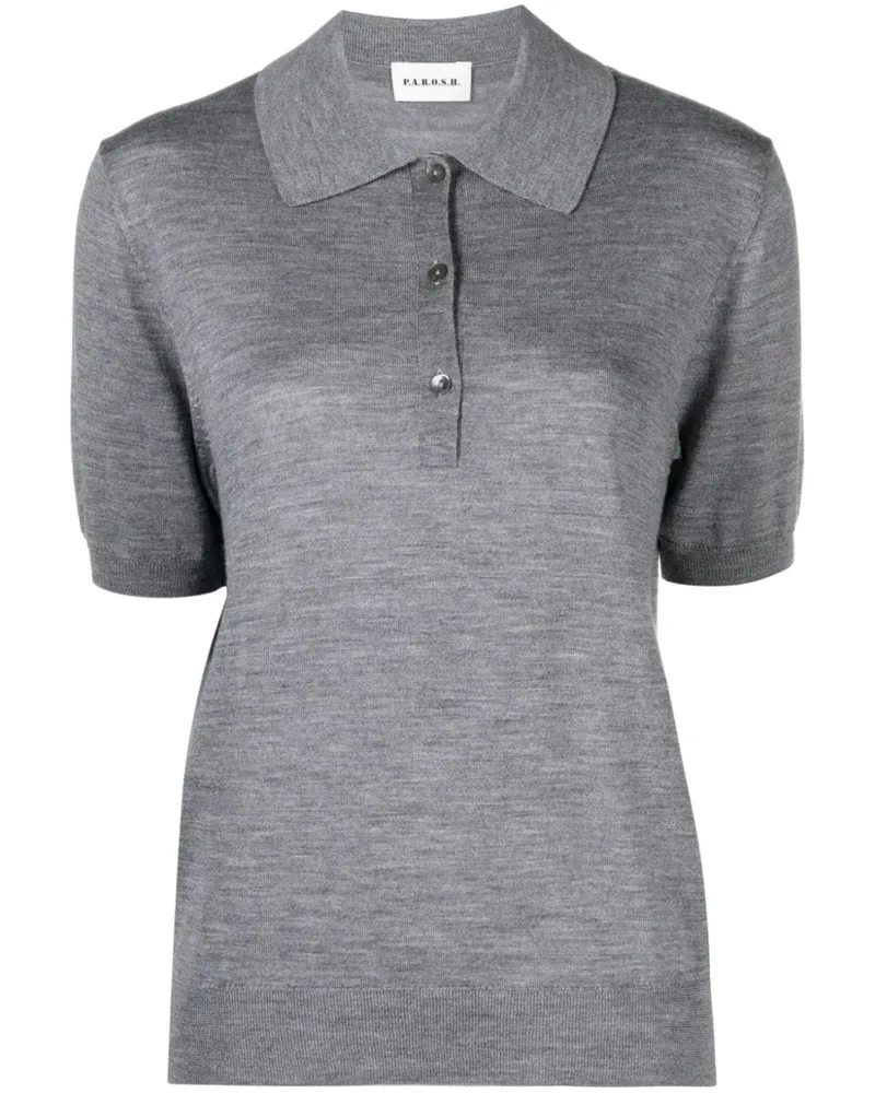 P.A.R.O.S.H. Poloshirt aus meliertem Strick - Grau Grau