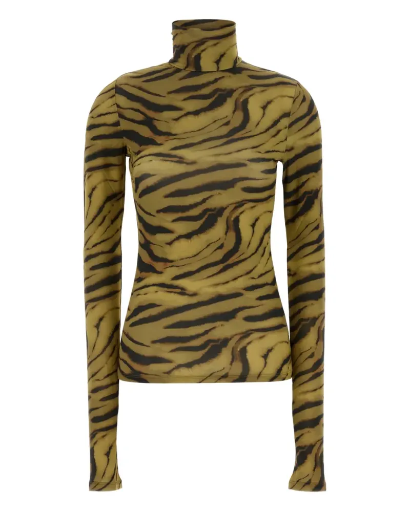 Ganni Langarmshirt mit Animal-Print - Grün Grün