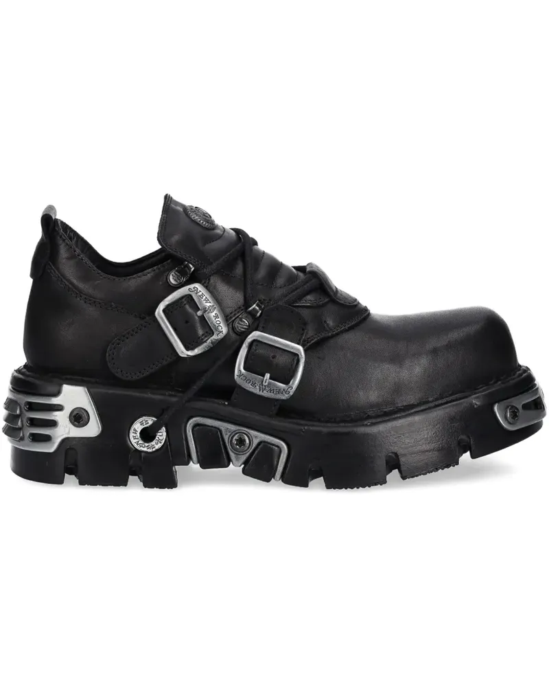 New Rock Schnürschuhe mit Schnallendetail - Schwarz Schwarz