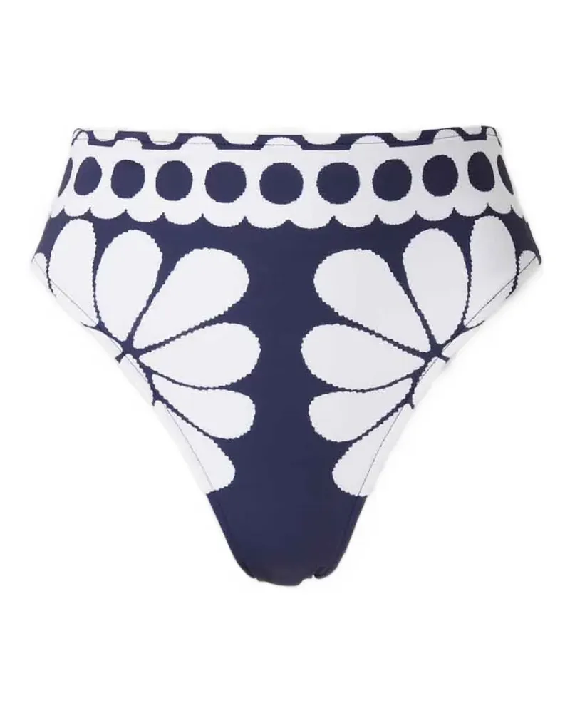 FARM Rio floral-print high-waisted bikini bottoms - Blau Blau