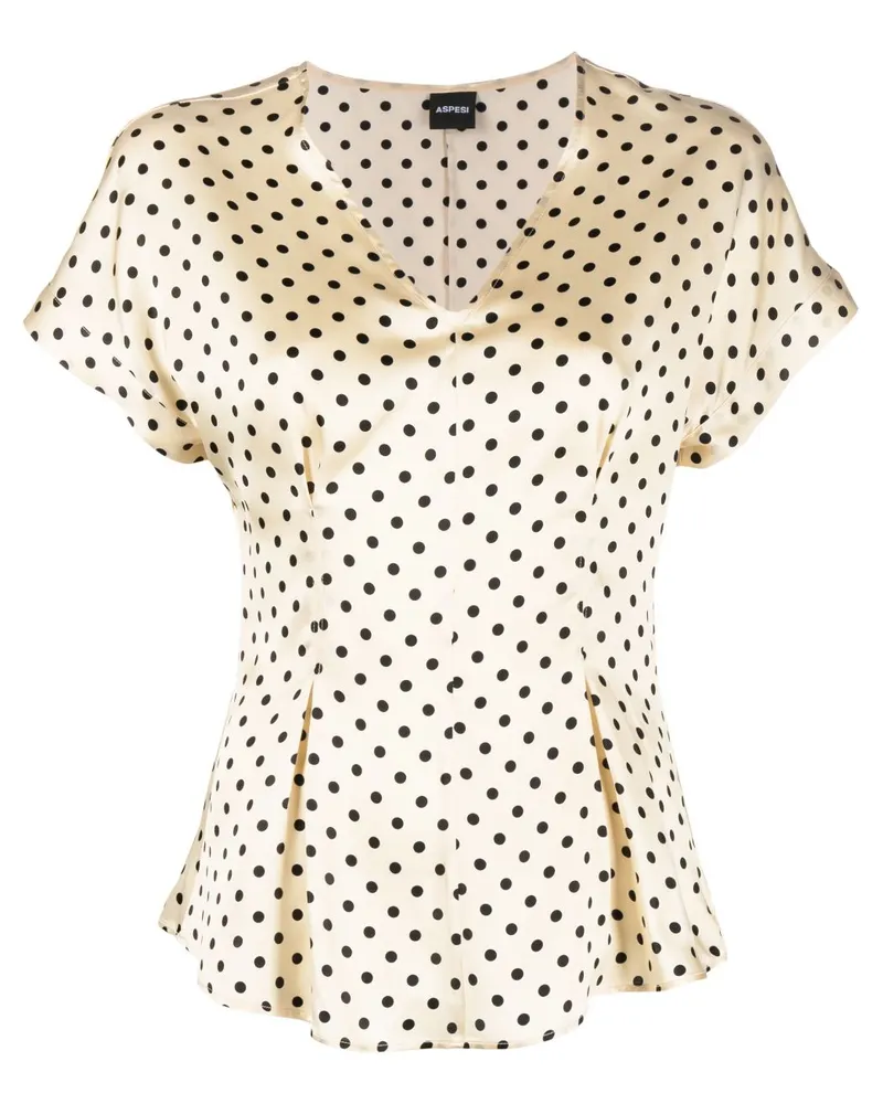 ASPESI Gepunktete Bluse - Nude Nude