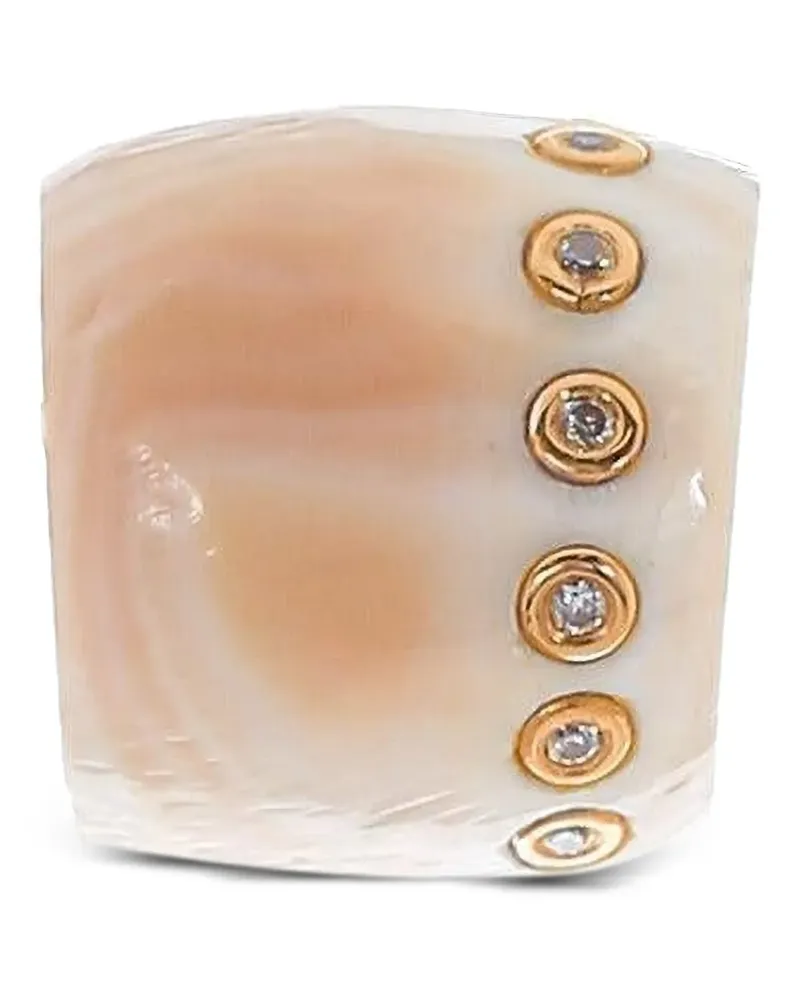 DEZSO 18kt Shell Rotgoldhalskette mit Diamanten - Rosa Rosa