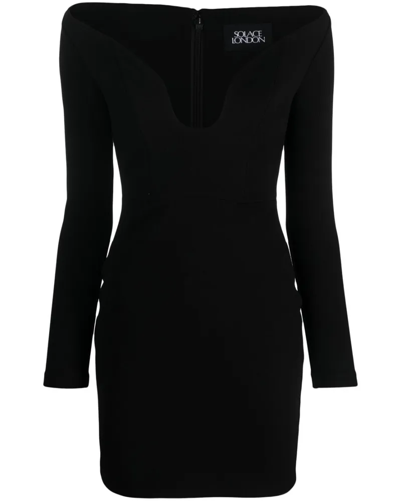 Solace London Uma Minikleid mit langen Ärmeln - Schwarz Schwarz