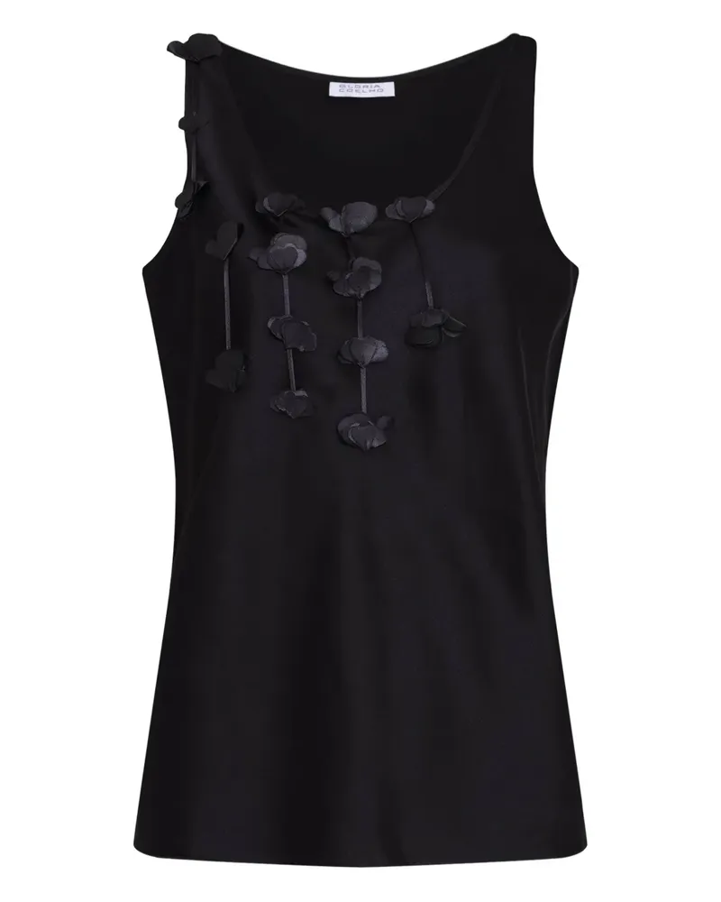 Gloria Coelho Bluse mit Blumen-Details - Schwarz Schwarz