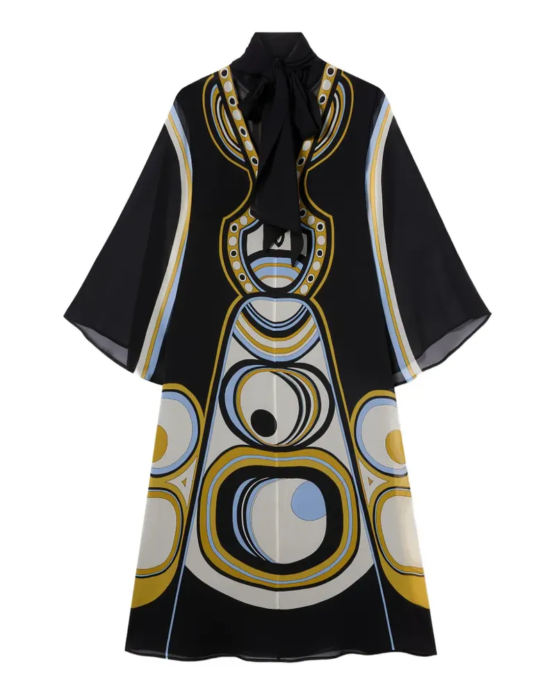 La DoubleJ Schleifenkleid mit geometrischem Print - Schwarz Schwarz
