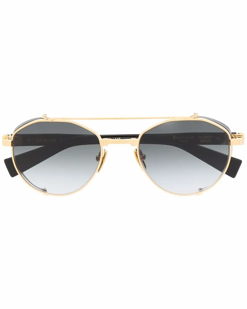 Balmain Sonnenbrille mit rundem Gestell - Gold Gold