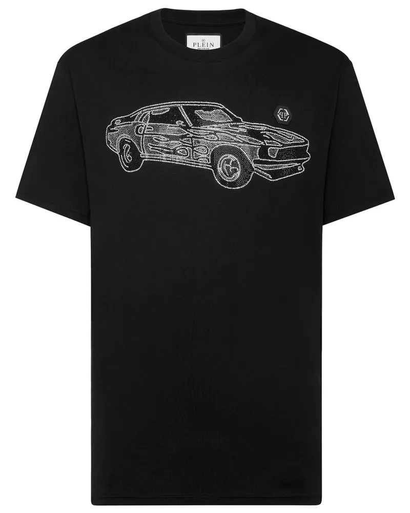 Philipp Plein Strass Cars Racing T-Shirt - Schwarz Schwarz