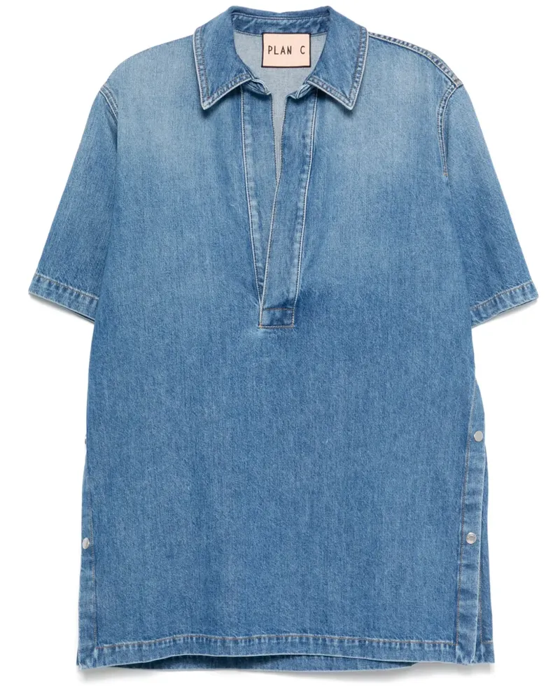 PLAN C Klassisches Jeanshemd - Blau Blau