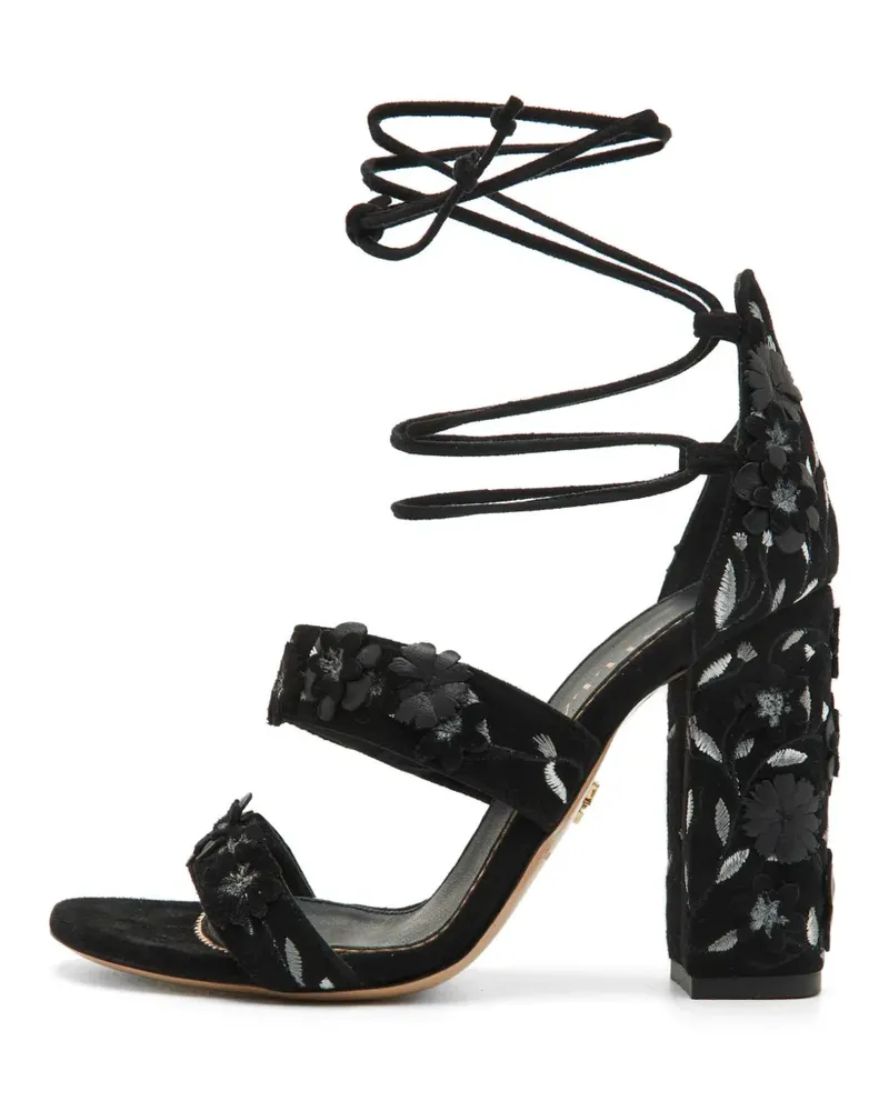 Le Silla Sandalen mit Blockabsatz und Blumendetail - Schwarz Schwarz
