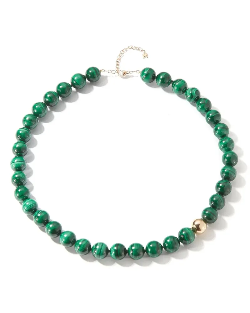 MATEO 14kt Gelbgoldhalskette mit Malachit - Grün Grün