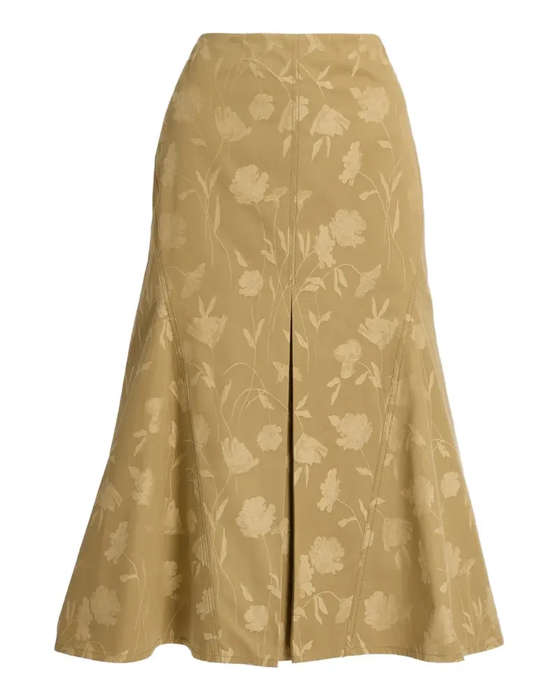 Erdem poppy-jacquard fluted skirt - Nude Nude