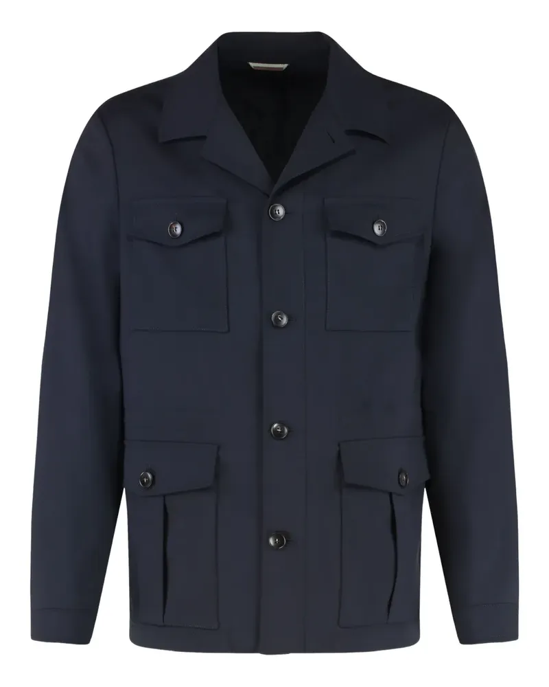 Canali Geknöpfte Jacke mit Klappentaschen - Blau Blau