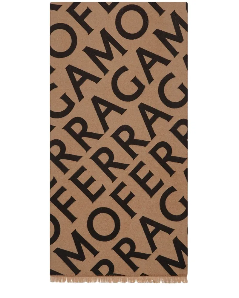 Ferragamo Intarsien-Schal mit Logo - Nude Nude