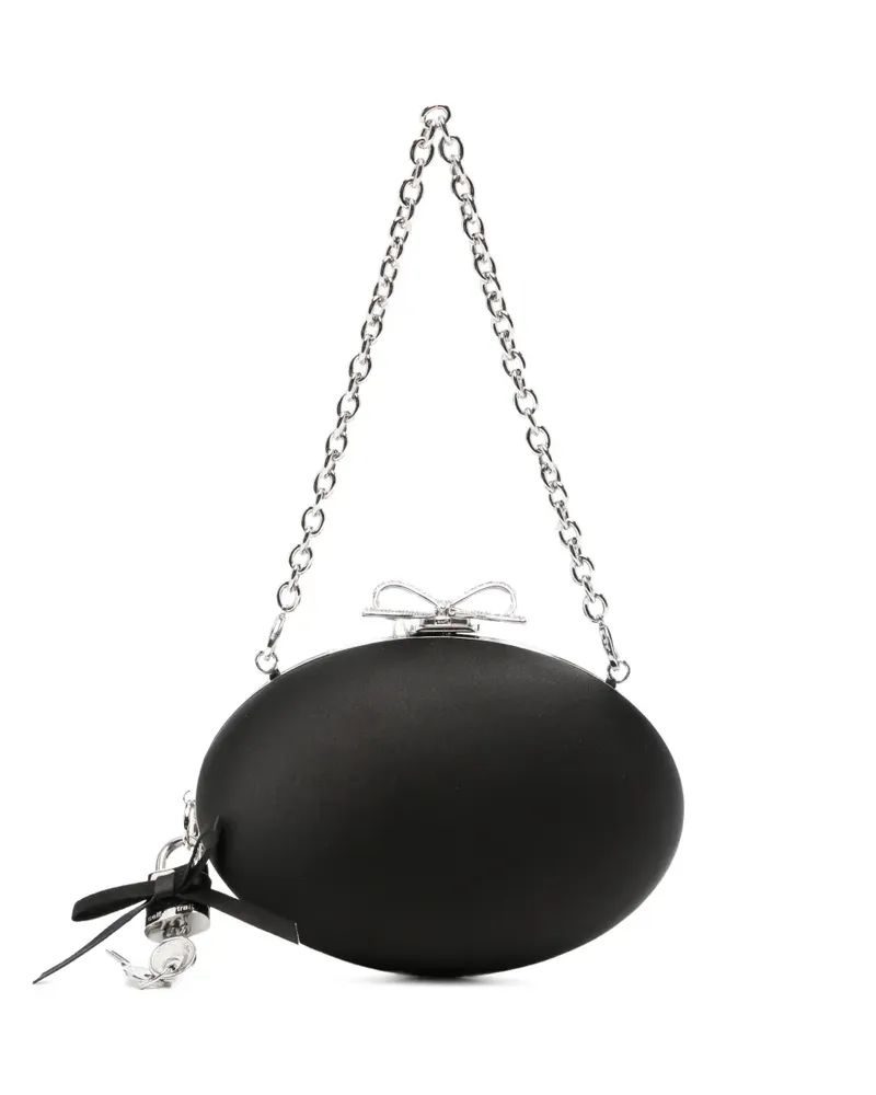 Self-Portrait Clutch mit Schleifenverschluss und Kettenriemen - Schwarz Schwarz