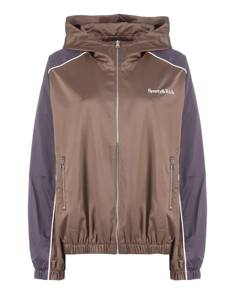 SPORTY & RICH Serif Logo gym jacket - Braun Braun