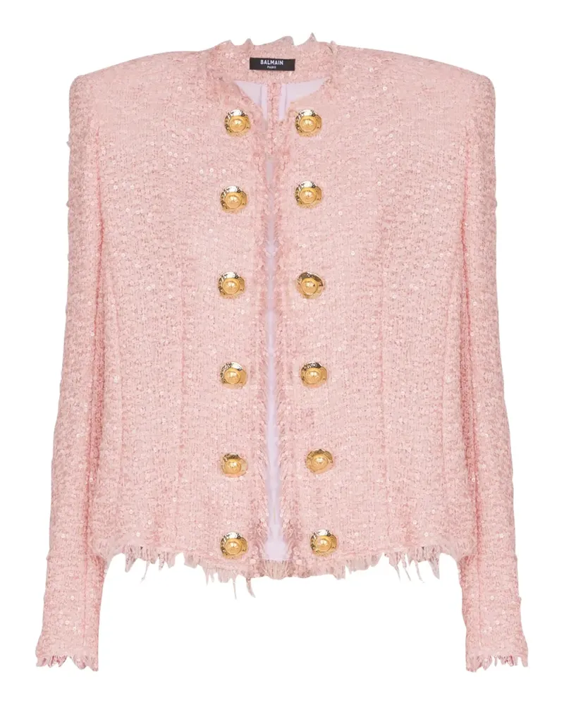 Balmain Tweed-Jacke mit Pailletten - Rosa Rosa